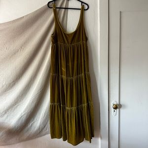 Free People Mustard Velvet Maxi Dress - Medium